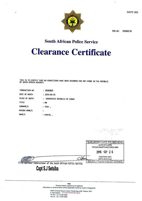 police clearance certificate adelaide.